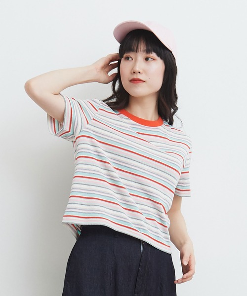 bulle de savon(ビュルデサボン)の「マルチボーダー Tシャツ(Tシャツ/カットソー・レディース・レッド/ベージュ/チャコールグレー/マルチ・FREE)」の12枚目の写真