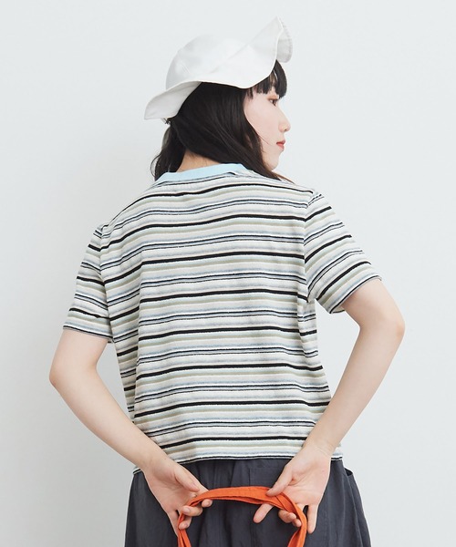 bulle de savon(ビュルデサボン)の「マルチボーダー Tシャツ(Tシャツ/カットソー・レディース・レッド/ベージュ/チャコールグレー/マルチ・FREE)」の9枚目の写真