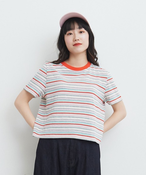 bulle de savon(ビュルデサボン)の「マルチボーダー Tシャツ(Tシャツ/カットソー・レディース・レッド/ベージュ/チャコールグレー/マルチ・FREE)」の19枚目の写真