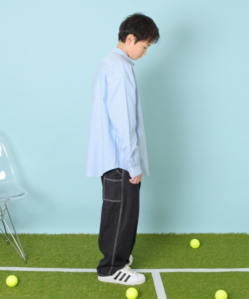 GLAZOS(グラソス)の「デニム・配色ステッチペインターパンツ(その他パンツ・キッズ・ブラック/サックスブルー/インディゴブルー・170cm/160cm/150cm/140cm)」の9枚目の写真