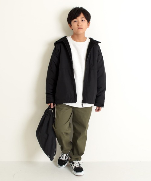 GLAZOS（グラソス）の「【大人向けサイズあり】裏ボア・フードジャケット（ブルゾン・キッズ・ブラック・130cm/170cm/160cm/150cm/140cm）」の5枚目の写真