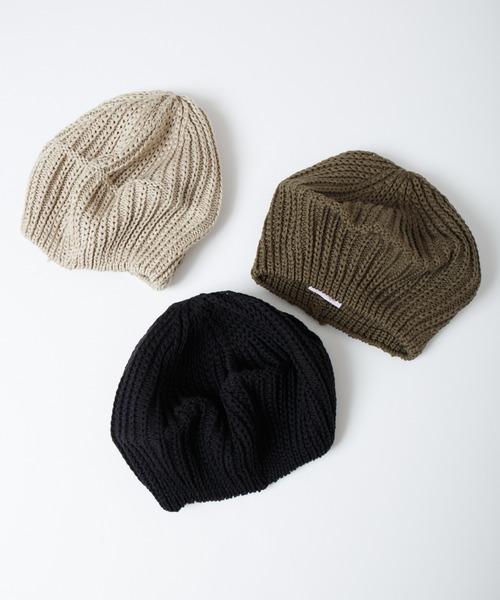 RACAL（ラカル）の「Fold Line Knit Beret ガーター編みバックプリーツニットベレータム（ニットキャップ/ビーニー・メンズ・ベージュ/ブラック/オリーブ・FREE）」の5枚目の写真