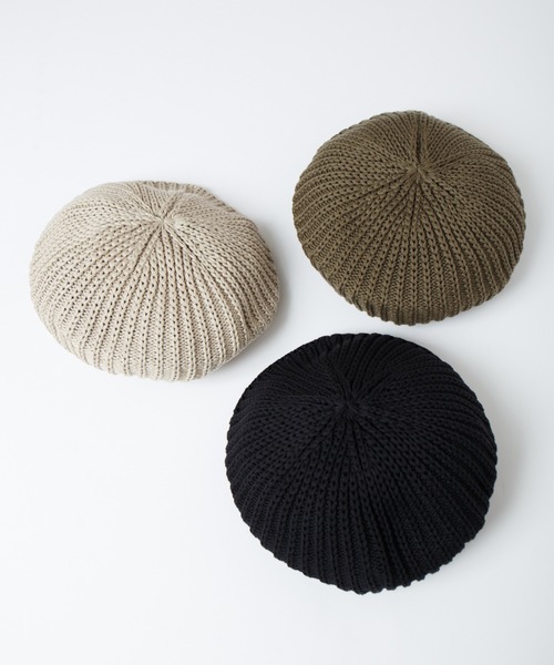 RACAL（ラカル）の「Fold Line Knit Beret ガーター編みバックプリーツニットベレータム（ニットキャップ/ビーニー・メンズ・ベージュ/ブラック/オリーブ・FREE）」の6枚目の写真