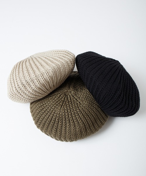 RACAL（ラカル）の「Fold Line Knit Beret ガーター編みバックプリーツニットベレータム（ニットキャップ/ビーニー・メンズ・ベージュ/ブラック/オリーブ・FREE）」の10枚目の写真