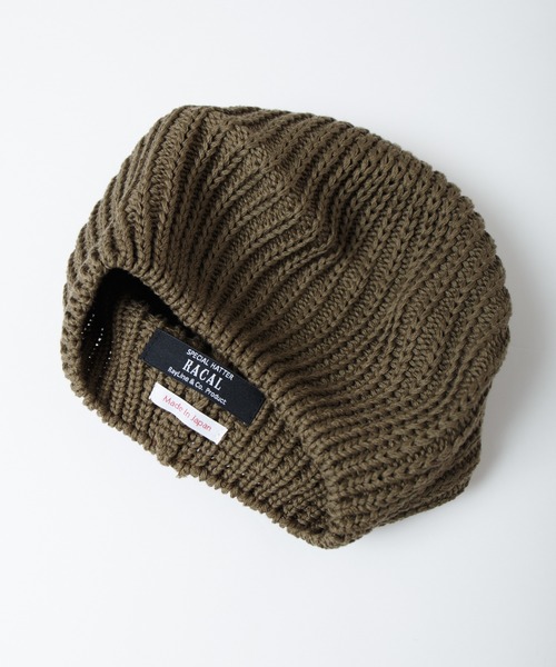 RACAL（ラカル）の「Fold Line Knit Beret ガーター編みバックプリーツニットベレータム（ニットキャップ/ビーニー・メンズ・ベージュ/ブラック/オリーブ・FREE）」の12枚目の写真