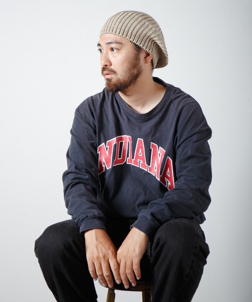 RACAL（ラカル）の「Fold Line Knit Beret ガーター編みバックプリーツニットベレータム（ニットキャップ/ビーニー・メンズ・ベージュ/ブラック/オリーブ・FREE）」の14枚目の写真