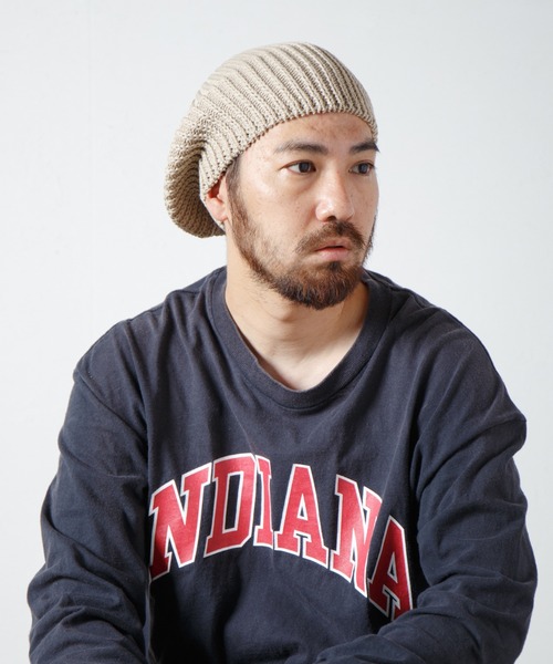 RACAL（ラカル）の「Fold Line Knit Beret ガーター編みバックプリーツニットベレータム（ニットキャップ/ビーニー・メンズ・ベージュ/ブラック/オリーブ・FREE）」の15枚目の写真