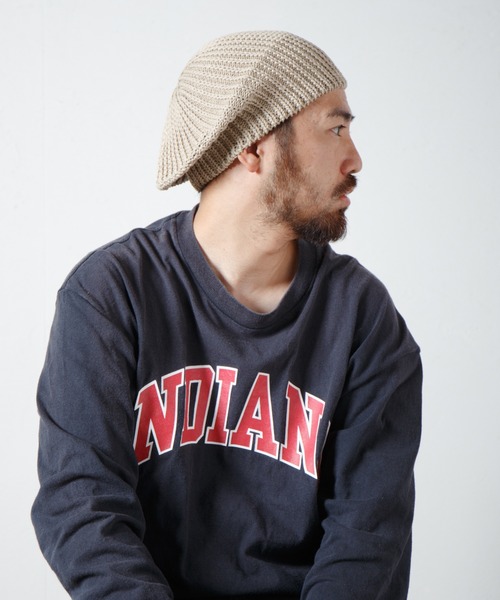 RACAL（ラカル）の「Fold Line Knit Beret ガーター編みバックプリーツニットベレータム（ニットキャップ/ビーニー・メンズ・ベージュ/ブラック/オリーブ・FREE）」の16枚目の写真