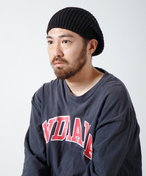 RACAL（ラカル）の「Fold Line Knit Beret ガーター編みバックプリーツニットベレータム（ニットキャップ/ビーニー・メンズ・ベージュ/ブラック/オリーブ・FREE）」の18枚目の写真