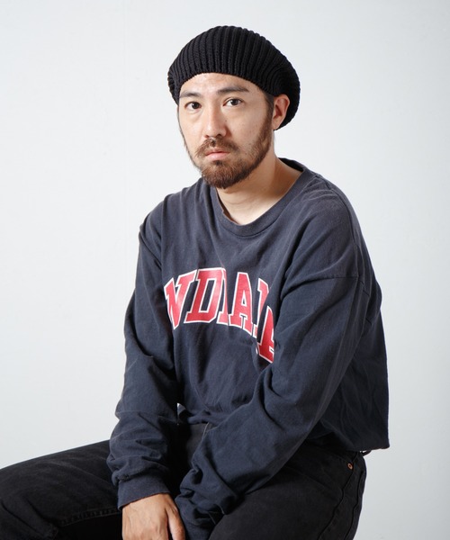 RACAL（ラカル）の「Fold Line Knit Beret ガーター編みバックプリーツニットベレータム（ニットキャップ/ビーニー・メンズ・ベージュ/ブラック/オリーブ・FREE）」の19枚目の写真