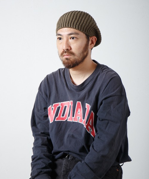 RACAL（ラカル）の「Fold Line Knit Beret ガーター編みバックプリーツニットベレータム（ニットキャップ/ビーニー・メンズ・ベージュ/ブラック/オリーブ・FREE）」の22枚目の写真