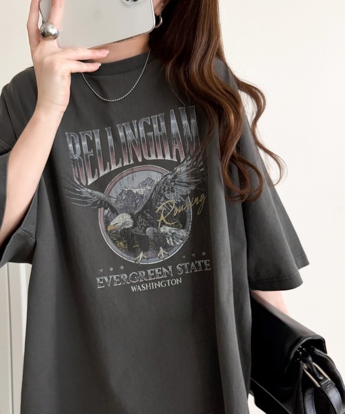 Java（ジャバ）の「【ロンT登場！】《JaVaジャバコラボ》ゆるっとカジュアルに着こなす。綿100%ピグメント加工グラフィックプリントTシャツ＆ロンT(半袖)(長袖)（Tシャツ/カットソー・レディース・A/E/C/D/B/G/F/ブラック系2/ブラック系3/ブラック系1・LARGE/MEDIUM/SMALL/X-LARGE）」の13枚目の写真