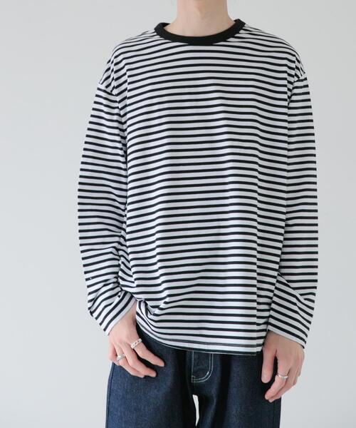 FORK&SPOON(フォークアンドスプーン)の「FORK&SPOON ボーダーロングスリーブTシャツ(Tシャツ/カットソー・メンズ・ブラック系その他/ブルー系その他/ホワイト系その他・4/5)」の5枚目の写真