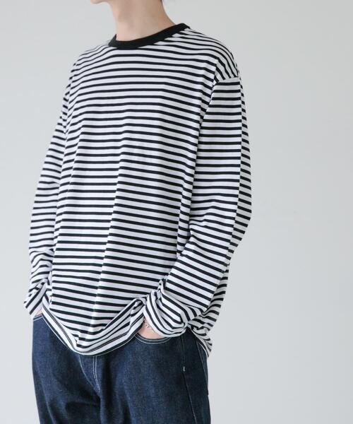 FORK&SPOON(フォークアンドスプーン)の「FORK&SPOON ボーダーロングスリーブTシャツ(Tシャツ/カットソー・メンズ・ブラック系その他/ブルー系その他/ホワイト系その他・4/5)」の4枚目の写真
