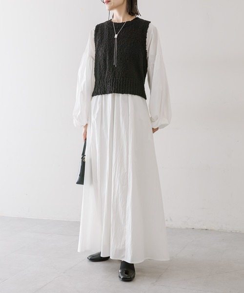 mystic（ミスティック）の「【2サイズ展開】ブークレニットベストワンピースSET（ワンピース・レディース・オフホワイト/イエロー/ブルー・2/1）」の4枚目の写真