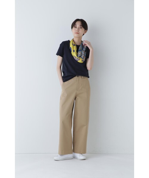 human woman(ヒューマンウーマン)の「◆オーガニック綿天竺半袖Tシャツ(Tシャツ/カットソー・レディース・ネイビー/ホワイト・LARGE/MEDIUM)」の12枚目の写真