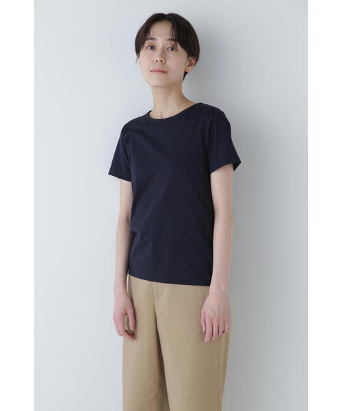 human woman(ヒューマンウーマン)の「◆オーガニック綿天竺半袖Tシャツ(Tシャツ/カットソー・レディース・ネイビー/ホワイト・LARGE/MEDIUM)」の13枚目の写真