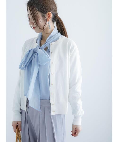 Te chichi(テチチ)の「12G金釦天竺クルーカーディガン(カーディガン/ボレロ・レディース・ブラック/オフホワイト/ブルー/グレー/ピンク・F)」の19枚目の写真