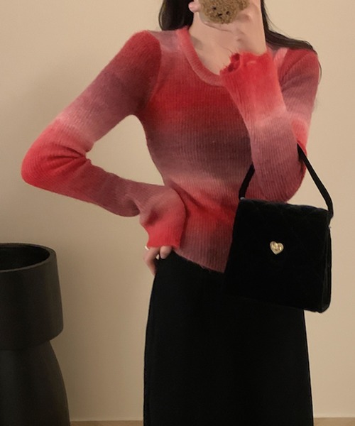 LAFFMO（ラフモ）の「グラデーションリブニット（ニット/セーター・レディース・ブラウン/レッド/グレー・F）」の19枚目の写真