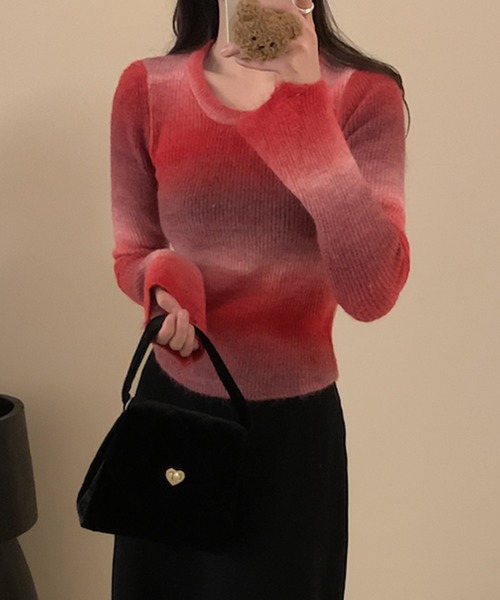 LAFFMO（ラフモ）の「グラデーションリブニット（ニット/セーター・レディース・ブラウン/レッド/グレー・F）」の20枚目の写真