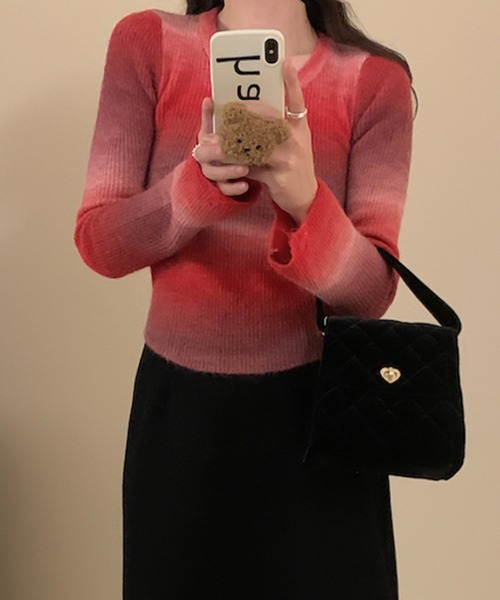 LAFFMO（ラフモ）の「グラデーションリブニット（ニット/セーター・レディース・ブラウン/レッド/グレー・F）」の14枚目の写真