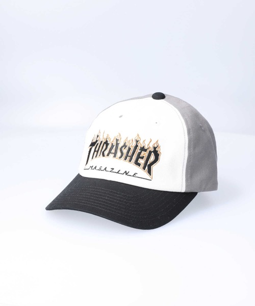 THRASHER（スラッシャー）の「【thrasher】ファイヤーロゴキャップ（キャップ・メンズ・ブラック/ブラック×ブルー/ブラック×グレー・フリー）」の2枚目の写真