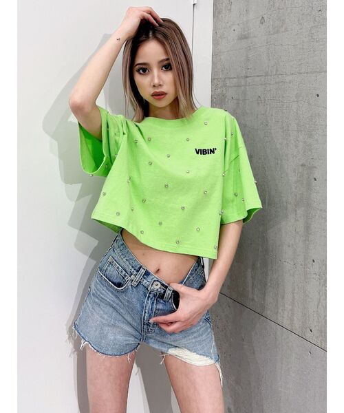 GYDA（ジェイダ）の「ハイウエスト LEFT HEM ダメージデニム ショートパンツ（デニムパンツ・レディース・ブルー/ライトブルー・X-SMALL/SMALL/MEDIUM）」の13枚目の写真