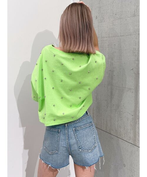 セール】ハイウエスト LEFT HEM ダメージデニム ショートパンツ