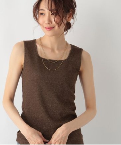 GLOBAL WORK（グローバルワーク）の「Beauteeラメタンク/987162（タンクトップ・レディース・アイボリー/ダークブルー/ブラウン/ブラック/ライトグレー/ブラック×シルバー/ネイビー・MEDIUM/LARGE）」の5枚目の写真