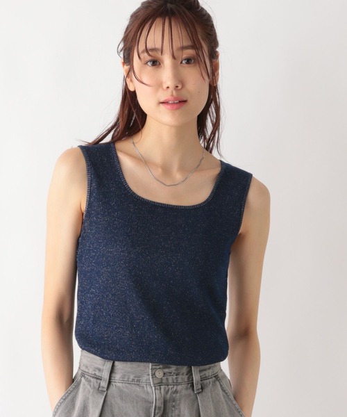 GLOBAL WORK（グローバルワーク）の「Beauteeラメタンク/987162（タンクトップ・レディース・アイボリー/ダークブルー/ブラウン/ブラック/ライトグレー/ブラック×シルバー/ネイビー・MEDIUM/LARGE）」の6枚目の写真