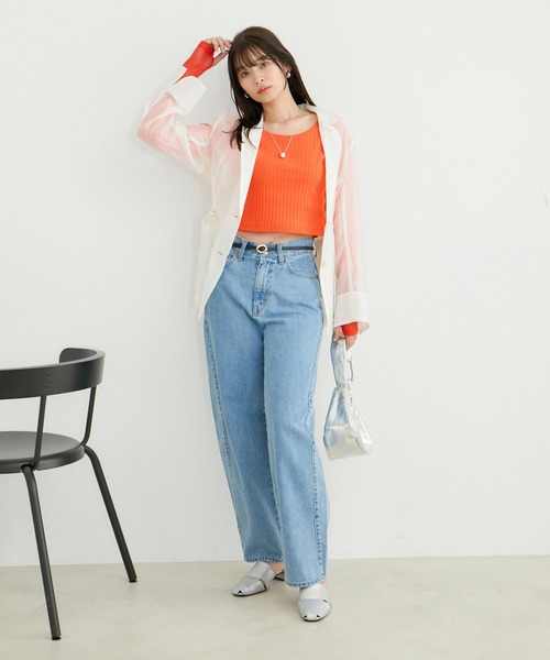 VIS（ビス）の「ショルダーカットアウトショート丈プルオーバー（Tシャツ/カットソー・レディース・チャコールグレー/ホワイト/オレンジ系その他2・FREE）」の8枚目の写真