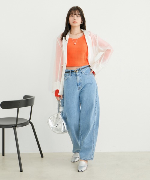 VIS（ビス）の「ショルダーカットアウトショート丈プルオーバー（Tシャツ/カットソー・レディース・チャコールグレー/ホワイト/オレンジ系その他2・FREE）」の9枚目の写真