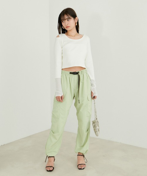 VIS（ビス）の「ショルダーカットアウトショート丈プルオーバー（Tシャツ/カットソー・レディース・チャコールグレー/ホワイト/オレンジ系その他2・FREE）」の12枚目の写真