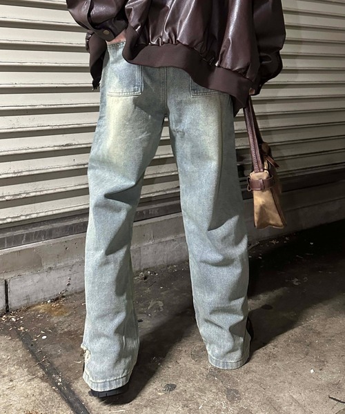 sedacle girl(セダクルガール)の「ヴィンテージライクダブルニーデニム(デニムパンツ・レディース・ブルー・LARGE/MEDIUM)」の3枚目の写真