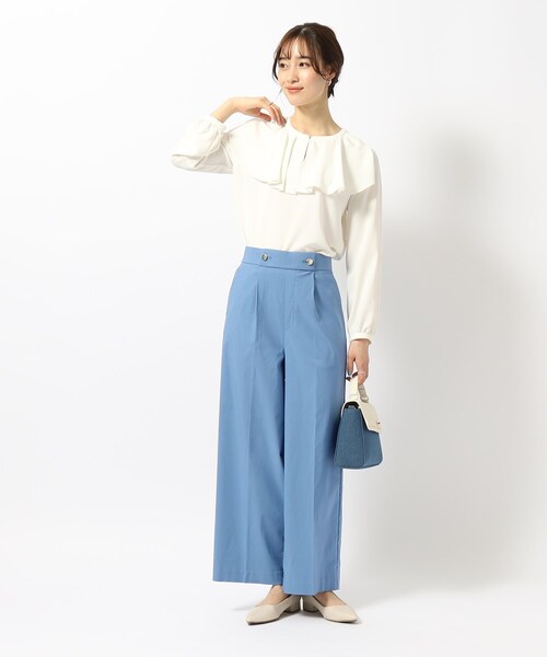 DRESKIP（ドレスキップ）の「◆【M-LL/無理せずキレイ/洗える】モッツァレラストレッチ ワイドパンツ（その他パンツ・レディース・ブルー/ブラック/ベージュ・02/03/04）」の14枚目の写真