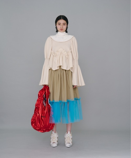 NON TOKYO（ノントーキョー）の「NON TOKYO/ノントーキョー/フリルエコバッグ(L)（ハンドバッグ・レディース・シルバー/ブルー/レッド・FREE）」の7枚目の写真