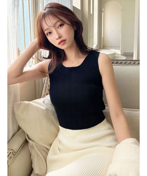 RESEXXY（リゼクシー）の「クロップドニットタンク（タンクトップ・レディース・ホワイト/ブラック/その他1・FREE）」の4枚目の写真