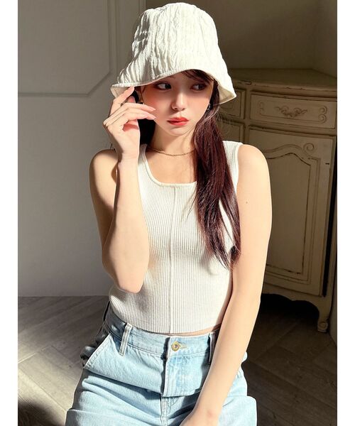 RESEXXY（リゼクシー）の「クロップドニットタンク（タンクトップ・レディース・ホワイト/ブラック/その他1・FREE）」の12枚目の写真