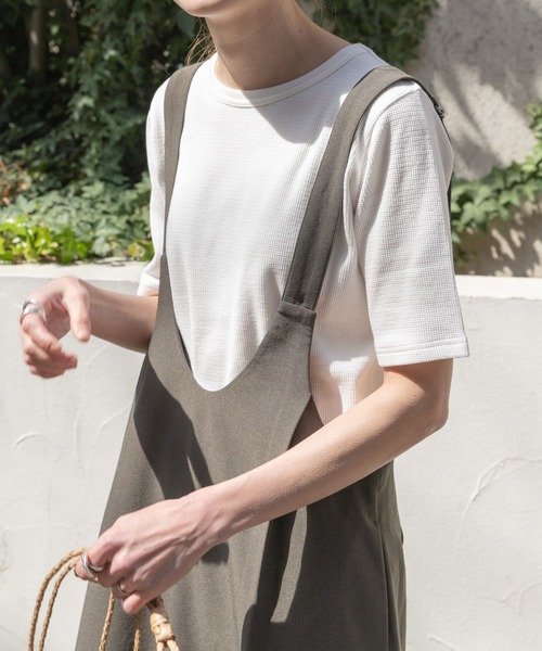 FORK&SPOON（フォークアンドスプーン）の「FORK&SPOON　ワッフルジャガードTシャツ（Tシャツ/カットソー・レディース・ブラウン系その他/ブラック/ブラック系その他/オフホワイト・1）」の2枚目の写真