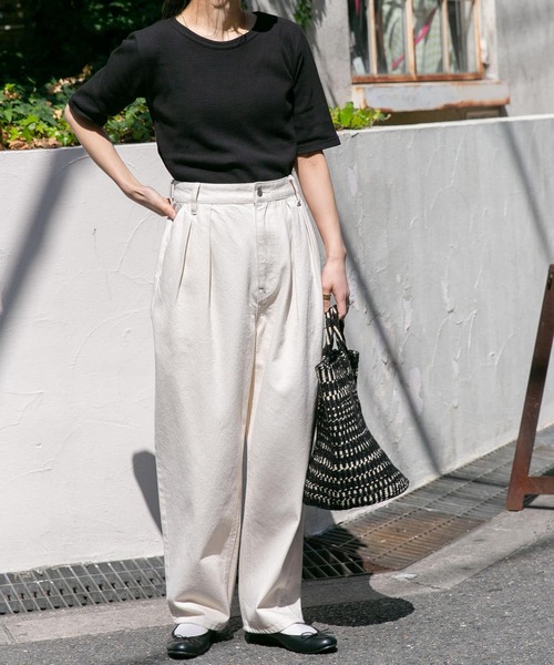 FORK&SPOON（フォークアンドスプーン）の「FORK&SPOON　ワッフルジャガードTシャツ（Tシャツ/カットソー・レディース・ブラウン系その他/ブラック/ブラック系その他/オフホワイト・1）」の16枚目の写真