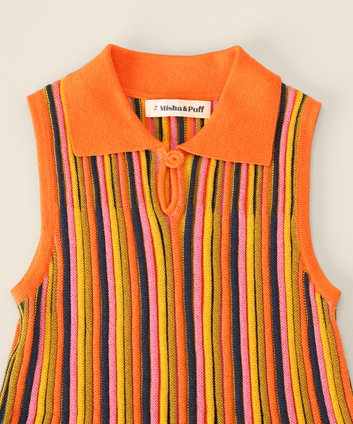 Misha&Puff/ミーシャアンドパフ】 Candy Stripe Accordion Dress(4-6y
