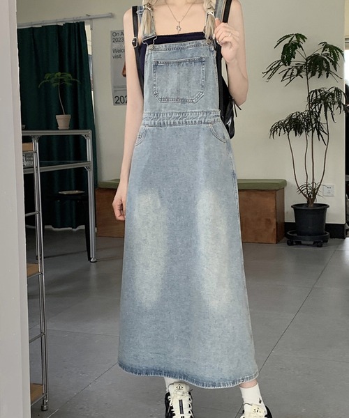 aimoha（アイモハ）の「デニムスカートオーバーオール（サロペット/オーバーオール・レディース・ブルー・LARGE/MEDIUM/SMALL）」の5枚目の写真