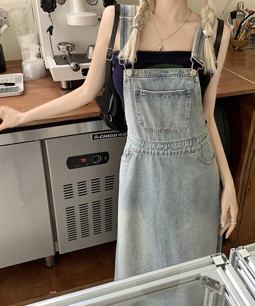 aimoha（アイモハ）の「デニムスカートオーバーオール（サロペット/オーバーオール・レディース・ブルー・LARGE/MEDIUM/SMALL）」の6枚目の写真