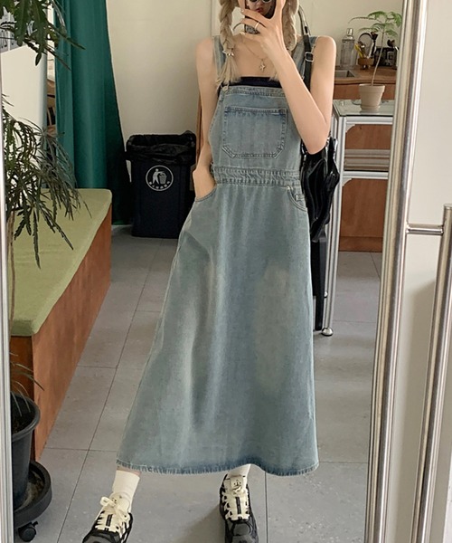 aimoha（アイモハ）の「デニムスカートオーバーオール（サロペット/オーバーオール・レディース・ブルー・LARGE/MEDIUM/SMALL）」の7枚目の写真