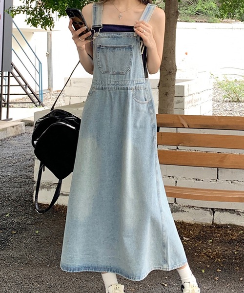 aimoha（アイモハ）の「デニムスカートオーバーオール（サロペット/オーバーオール・レディース・ブルー・LARGE/MEDIUM/SMALL）」の9枚目の写真