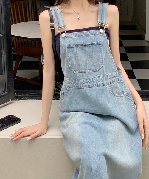 aimoha（アイモハ）の「デニムスカートオーバーオール（サロペット/オーバーオール・レディース・ブルー・LARGE/MEDIUM/SMALL）」の14枚目の写真