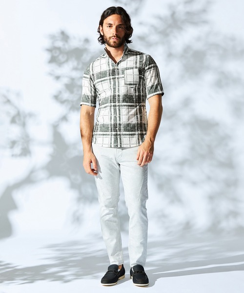 HIDEAWAYS NICOLE（ハイダウェイニコル）の「マイクロサッカープリントシャツ（シャツ/ブラウス・メンズ・ネイビー×ホワイト/ホワイト×ネイビー/ホワイト系/ホワイト×ブラック・MEDIUM/X-LARGE/LARGE）」の15枚目の写真