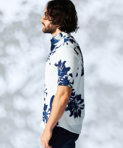 HIDEAWAYS NICOLE（ハイダウェイニコル）の「マイクロサッカープリントシャツ（シャツ/ブラウス・メンズ・ネイビー×ホワイト/ホワイト×ネイビー/ホワイト系/ホワイト×ブラック・MEDIUM/X-LARGE/LARGE）」の18枚目の写真