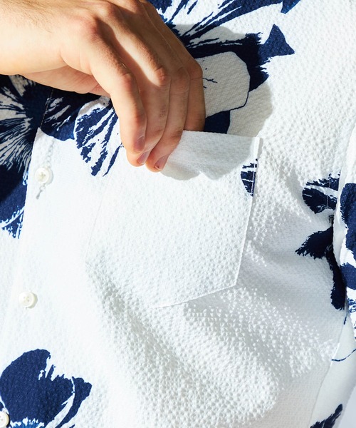 HIDEAWAYS NICOLE（ハイダウェイニコル）の「マイクロサッカープリントシャツ（シャツ/ブラウス・メンズ・ネイビー×ホワイト/ホワイト×ネイビー/ホワイト系/ホワイト×ブラック・MEDIUM/X-LARGE/LARGE）」の9枚目の写真