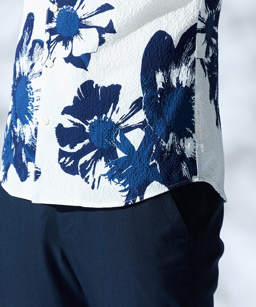 HIDEAWAYS NICOLE（ハイダウェイニコル）の「マイクロサッカープリントシャツ（シャツ/ブラウス・メンズ・ネイビー×ホワイト/ホワイト×ネイビー/ホワイト系/ホワイト×ブラック・MEDIUM/X-LARGE/LARGE）」の12枚目の写真